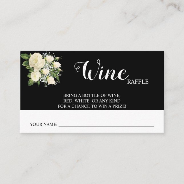 Tarjeta De Mesa Wine Raffle Boda Bridal Shower Card (Anverso)