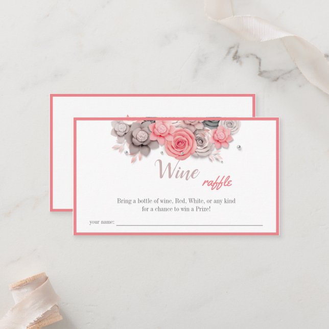 Tarjeta De Mesa Wine Raffle Boda Bridal Shower Card (Anverso/Reverso In Situ)
