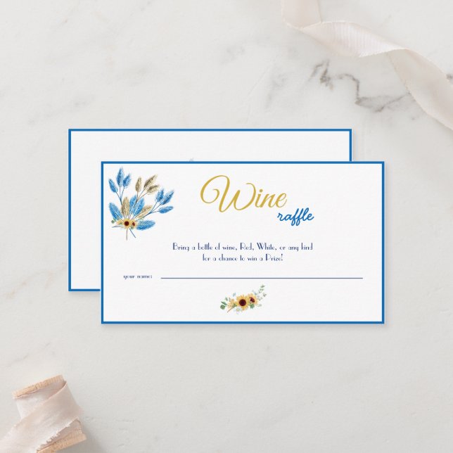 Tarjeta De Mesa Wine Raffle Boda Bridal Shower Card (Anverso/Reverso In Situ)