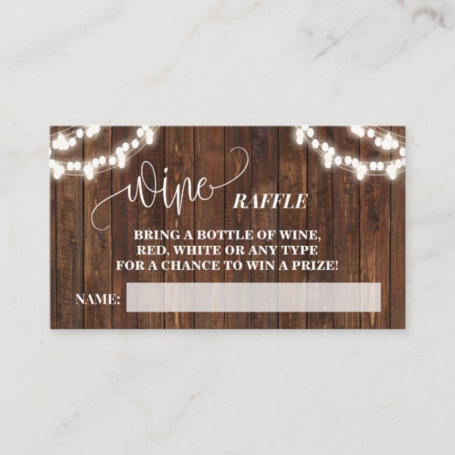 Tarjeta De Mesa Wine Raffle Ticket Western Bridal Shower (Anverso)