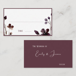 Tarjeta De Mesa Wine Red Plum Mauve Fall Floral Wedding