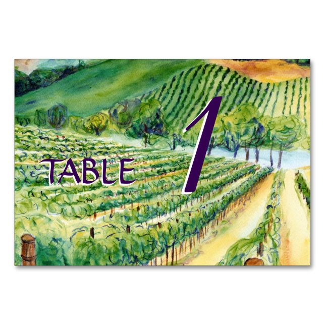 Tarjeta De Mesa Winery Vineyard Art Personalizado Wine Number Tabl (Anverso)