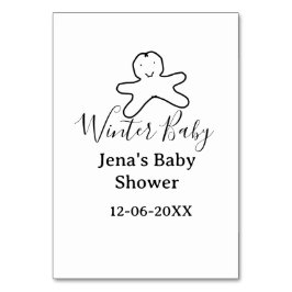 Tarjeta De Mesa Winter baby shower cookie black scribble hand-draw