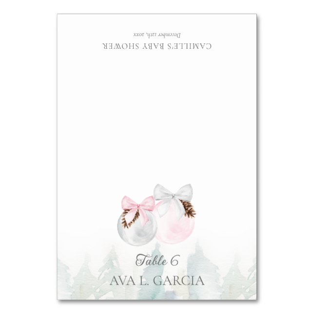 Tarjeta De Mesa Winter Girl Baby Shower Place Card (Anverso)