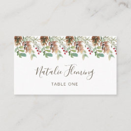 Tarjeta De Mesa Winter Greenery Pine Red Berry Boda