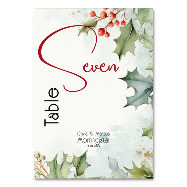 Tarjeta De Mesa Winter Holly y Berries (Reverso)