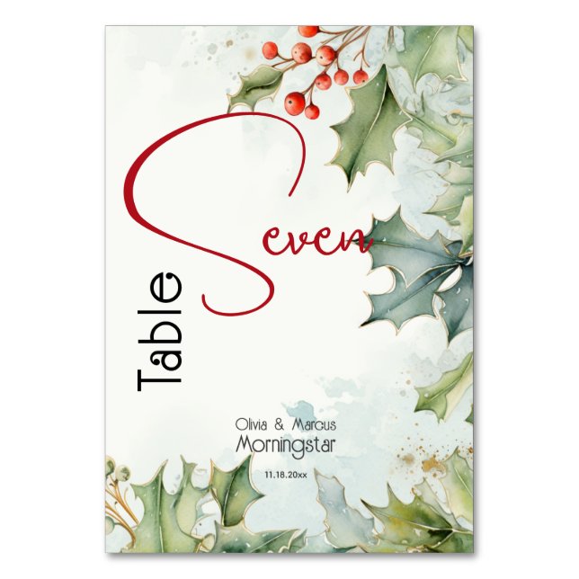 Tarjeta De Mesa Winter Holly y Berries (Anverso)