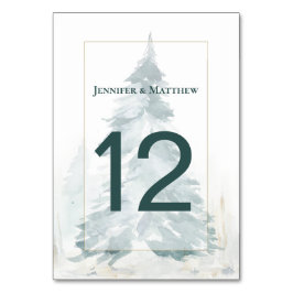 Tarjeta De Mesa Winter Pine Romance