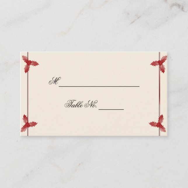 Tarjeta De Mesa Winter White Red Mistletoe Boda Card (Anverso)