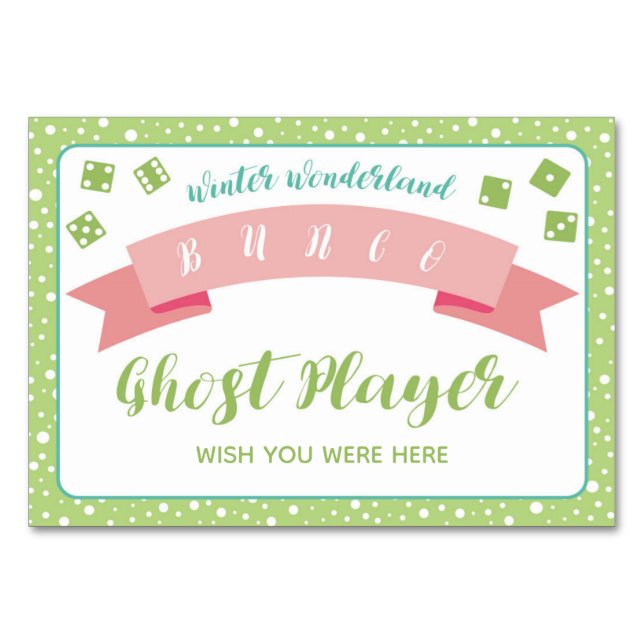 Tarjeta De Mesa Winter Wonderland Bunco Game Ghost Player Card (Reverso)