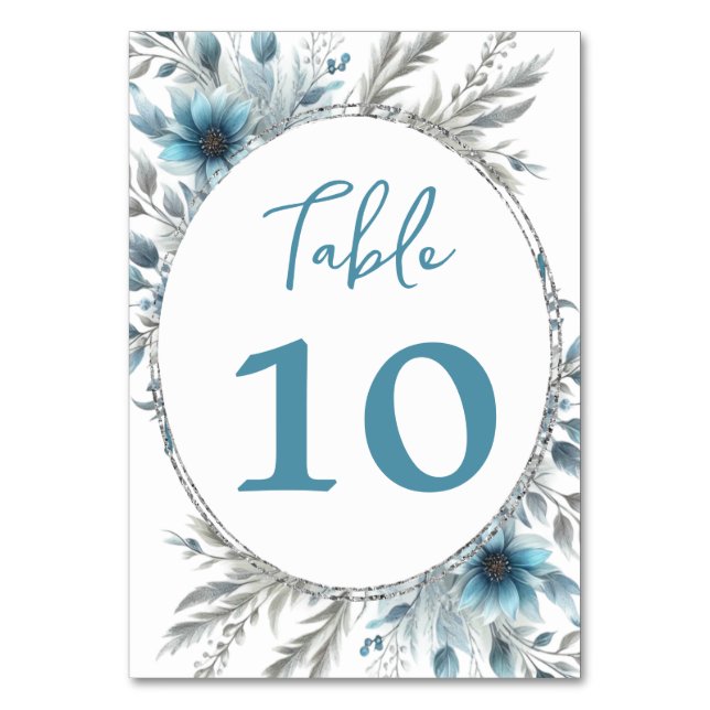Tarjeta De Mesa Winter Wonderland Floral (Anverso)