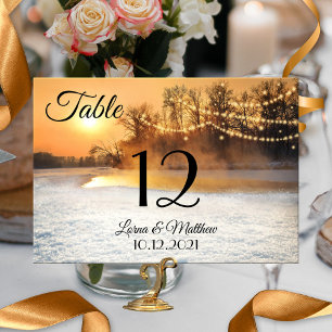 Tarjeta De Mesa Winter Wonderland String Lights Table Number Card