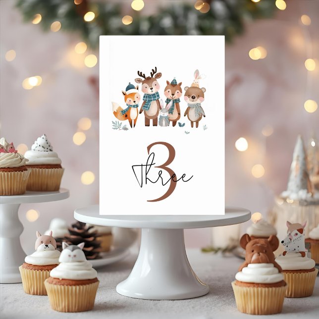 Tarjeta De Mesa Winter Woodland Animals Birthday  (Subido por el creador)