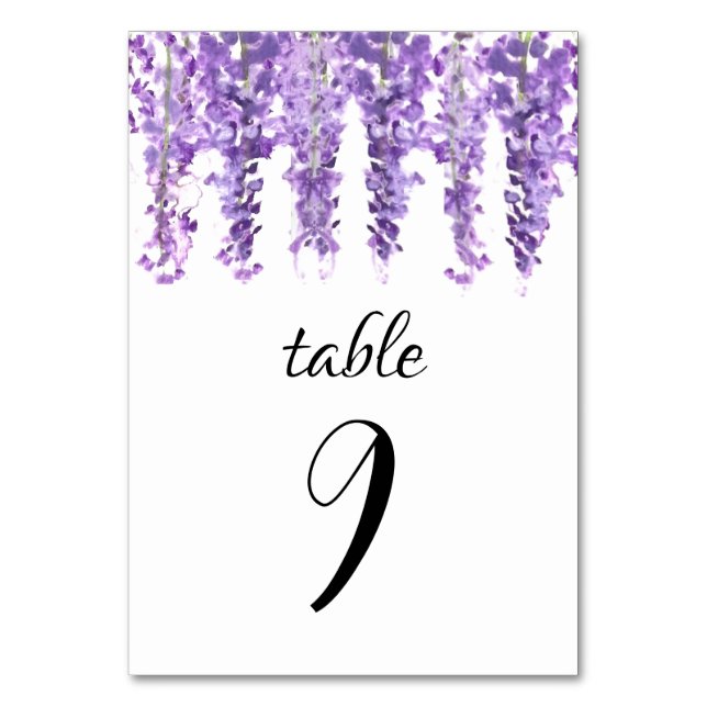 Tarjeta De Mesa Wisteria Floral Purple Elegant Flowers Boda (Anverso)