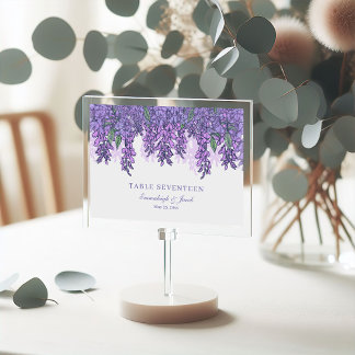 Tarjeta De Mesa Wisteria Garden Romance Purple Boda