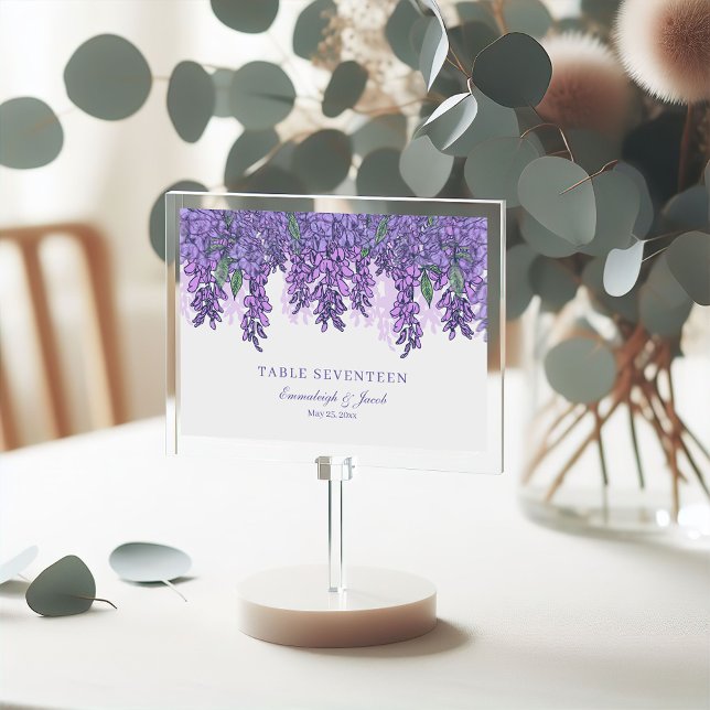 Tarjeta De Mesa Wisteria Garden Romance Purple Boda (Subido por el creador)