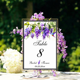 Tarjeta De Mesa Wisteria púrpura número de tabla Boda temática