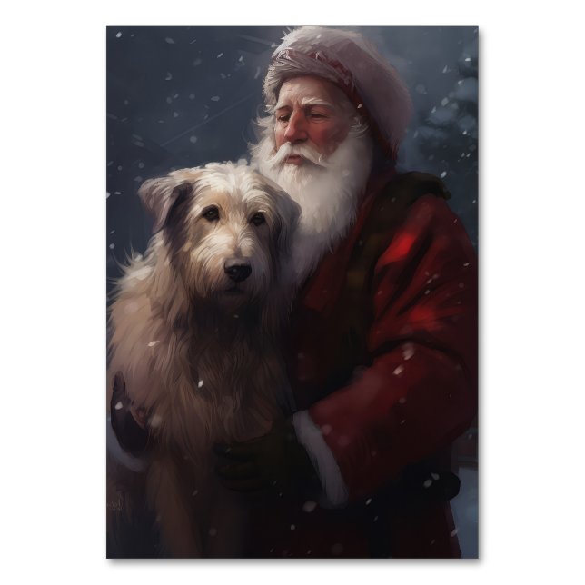 Tarjeta De Mesa Wolfhound Con Navidades festivos de Santa Claus (Anverso)