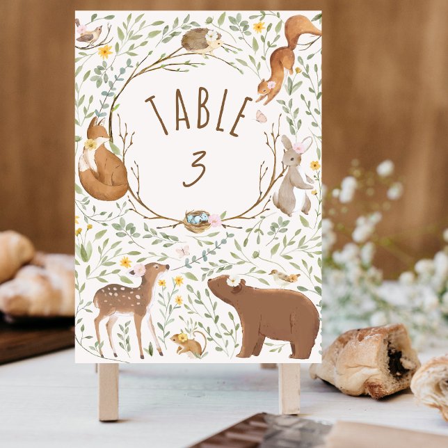 Tarjeta De Mesa Woodland Animals Forest Friends Baby Shower (Subido por el creador)