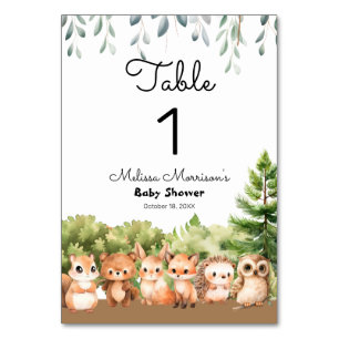 Tarjeta De Mesa Woodland Baby Boy Shower