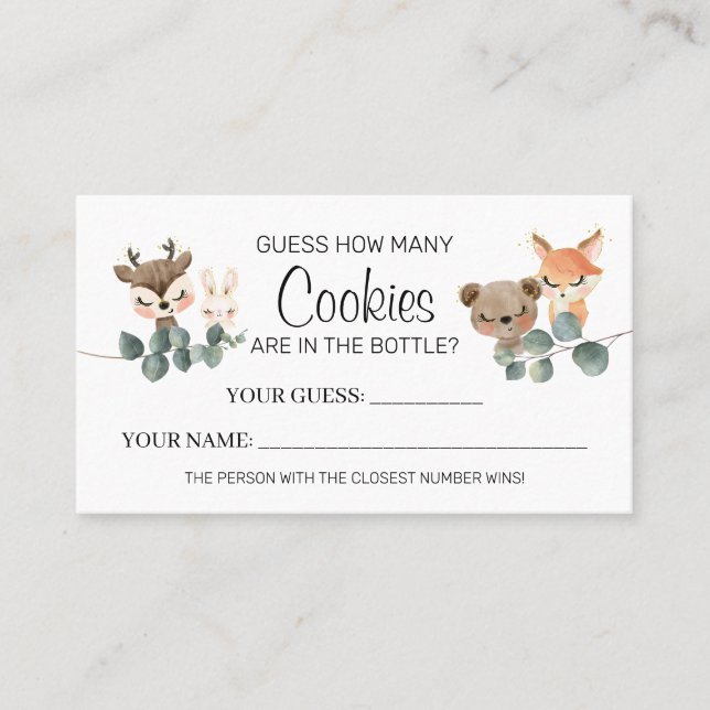 Tarjeta De Mesa Woodland Cuántas cookies bebé juego de cartas Show (Anverso)