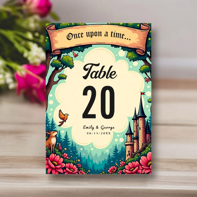 Tarjeta De Mesa Woodland Enchanted Forest Castle Fairytale Boda (Subido por el creador)