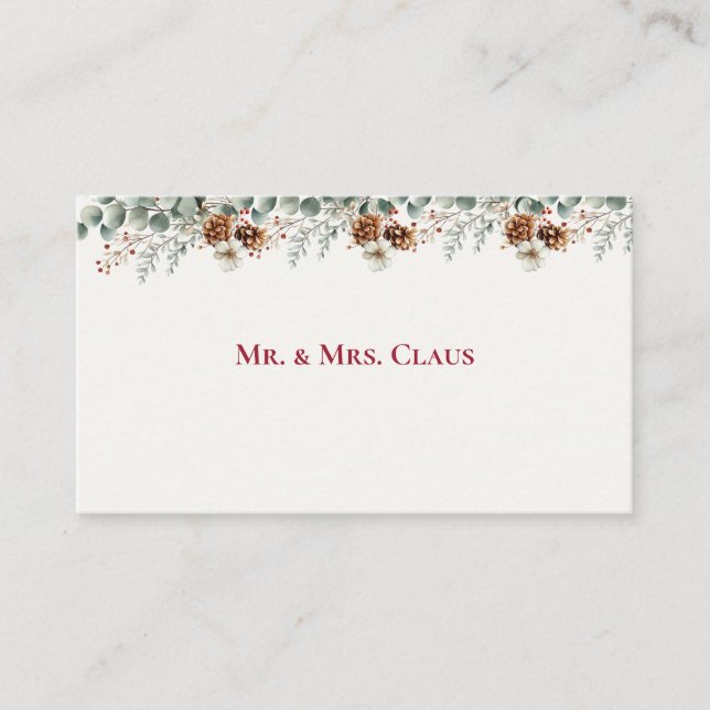 Tarjeta De Mesa Woodland Pine & Cranberry  (Anverso)