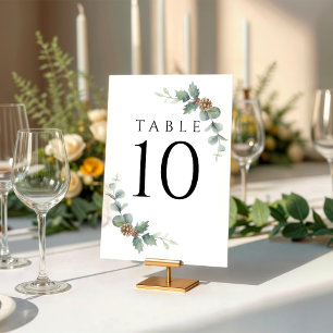 Tarjeta De Mesa Wreath de Boda de Invierno con Ramas de Pir y Euca