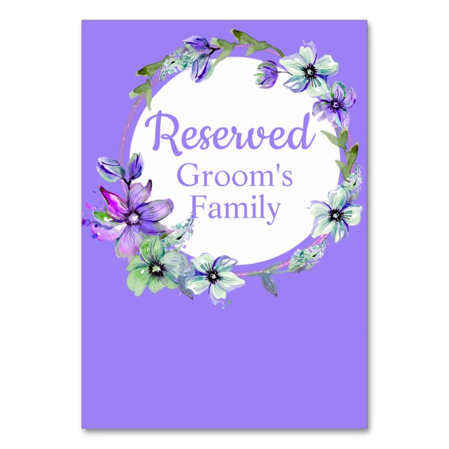 Tarjeta De Mesa Wreath floral de bonito reservada (Anverso)