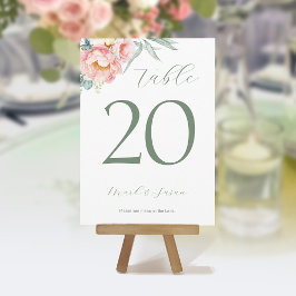 Tarjeta de mesa y menú del Boda Eucalyptus Peonies