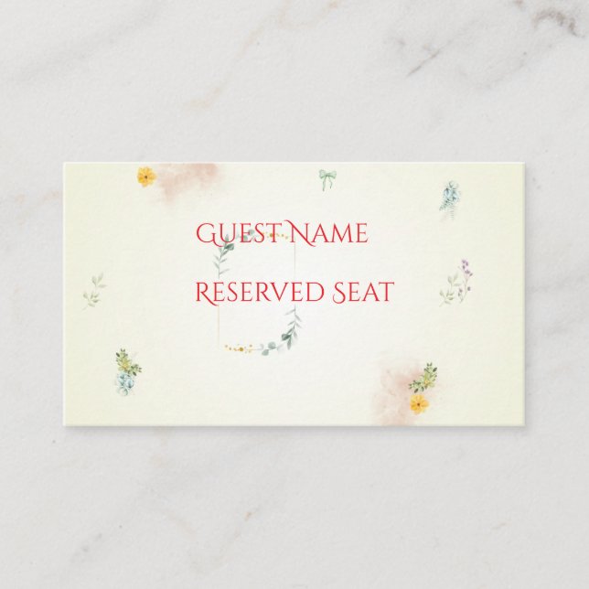 Tarjeta De Mesa Yellow and Pink Floral Wedding Place Card (Anverso)
