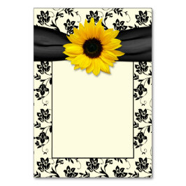 Tarjeta De Mesa Yellow Black Cream Damask Sunflower Boda