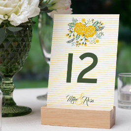Tarjeta De Mesa Yellow Rose of Texas - Gingham State Wedding