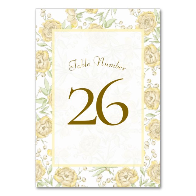 Tarjeta De Mesa Yellow Rose Wedding (Reverso)