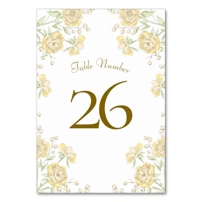 Tarjeta De Mesa Yellow Rose Wedding (Reverso)