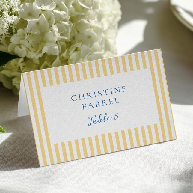 Tarjeta De Mesa Yellow Stripes Place Cards (Subido por el creador)