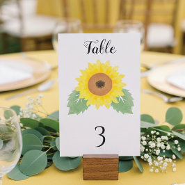 Tarjeta De Mesa Yellow Watercolor Sunflower Wedding 