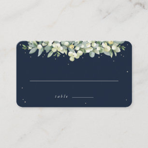 Tarjeta De Mesa Zapato de boda de color azul marino oscuro con Sno