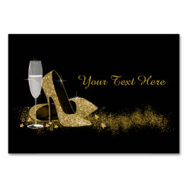 Tarjeta De Mesa Zapato de tacón alto negro y dorado