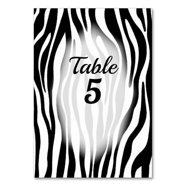 Tarjeta De Mesa Zebra Theme Table Numbers (Anverso)