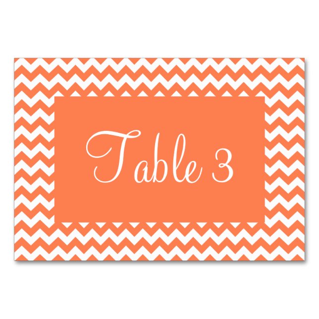 Tarjeta De Mesa Zigzag blanco y coral (Reverso)