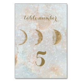 Tarjeta De Mesa Zodiac Moon Ice Blue Celestial Gold Table Number