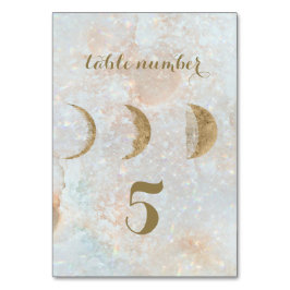 Tarjeta De Mesa Zodiac Moon Ice Blue Celestial Gold Table Number