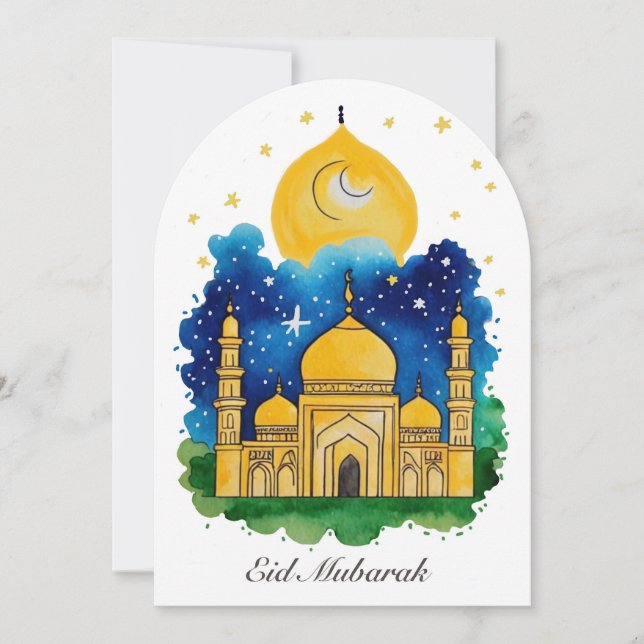 Tarjeta de mezquita Eid Mubarak (Anverso)