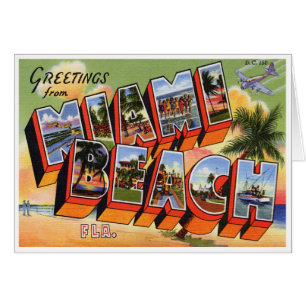 Tarjeta de Miami Beach del vintage