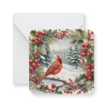 Tarjeta de miniNavidades de feriado cardinal y hol