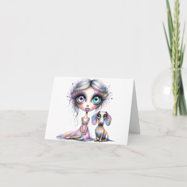 Tarjeta de Miss You Pastel Dachshund (Anverso)