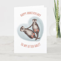 Tarjeta de mitad de aniversario de Cutter Otter