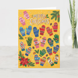 Tarjeta de Mitones de Navidad de Invierno