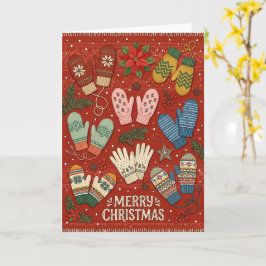 Tarjeta de Mitones de Navidad de Invierno